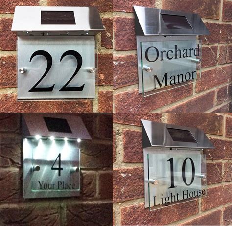 solar powered house number sign